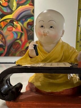 Yellow Monk Figurine Decorative Sculpture